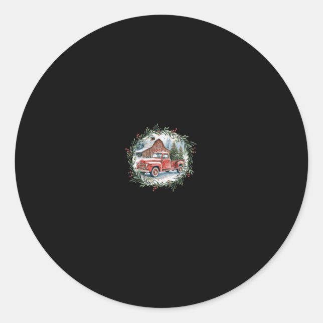Martha's Vineyard Ma Christmas Trees Red Truck Bla Runder Aufkleber (Vorderseite)