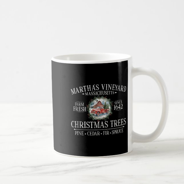 Martha's Vineyard Ma Christmas Trees Red Truck Whi Kaffeetasse (Rechts)