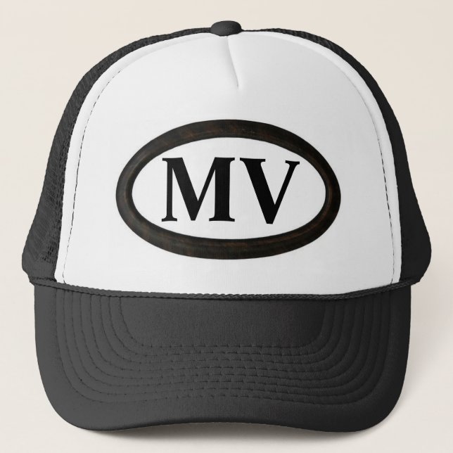 Martha's Vineyard, MA "MV" Truckerkappe (Vorderseite)