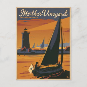 Martha's Vineyard, MA - Segelboot Postkarte