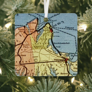 Martha's Vineyard Map Ornament Aus Metall