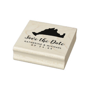 Marthas Vineyard Map Wedding Save the Date Gummistempel