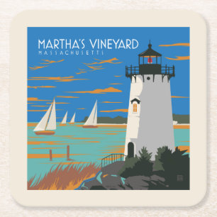 Martha's Vineyard, Massachusetts   Leuchtturm Rechteckiger Pappuntersetzer