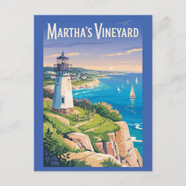 Martha's Vineyard Massachusetts Lighthouse Travel Postkarte