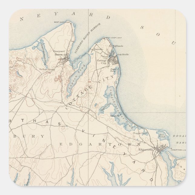 Martha's Vineyard, Massachusetts Quadratischer Aufkleber (Vorderseite)