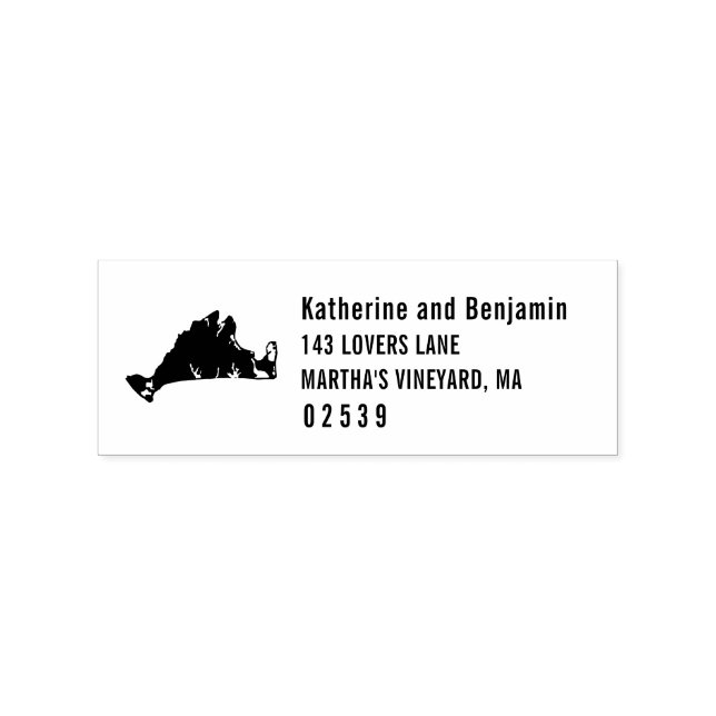 Marthas Vineyard Massachusetts Solid Map Wedding Gummistempel (Prägung)