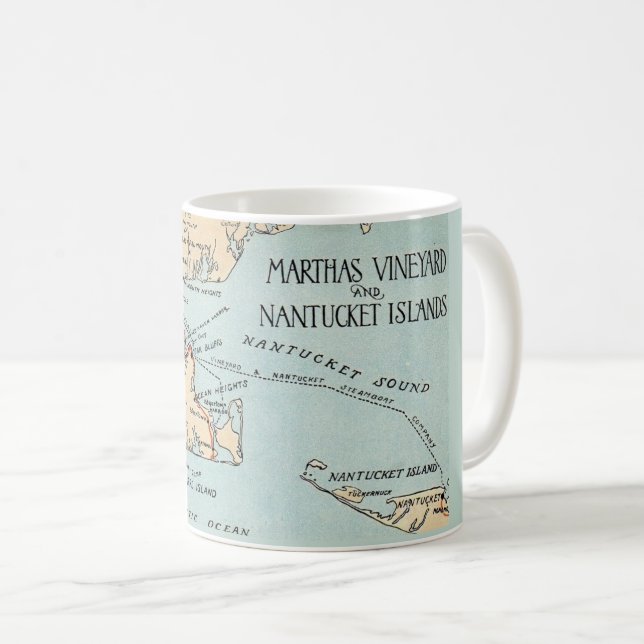 Marthas Vineyard Nantucket Map Tasse (VorderseiteRechts)