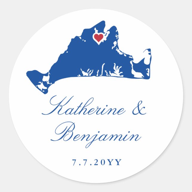 Martha's Vineyard Navy Vineyard Haven Runder Aufkleber (Vorderseite)