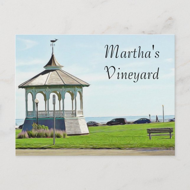 Martha's Vineyard Ocean Bench und Gazebo Postcard Postkarte (Vorderseite)
