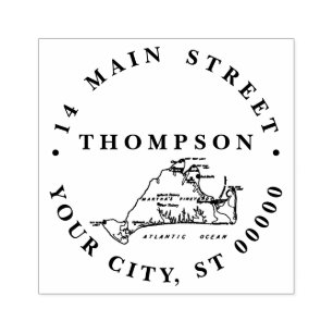 Martha's Vineyard Old Map #1 Name Rücksendeadresse Gummistempel