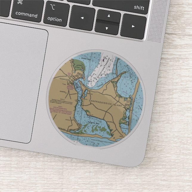 Marthas Vineyard und Chappaquiddick Chart Aufkleber (Detail)