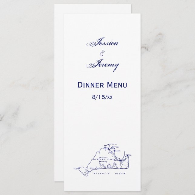 Martha's Vineyard Vintag Map #1 Navy Blue Einladung (Vorne/Hinten)