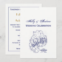 Martha's Vineyard Vintag Map #1 Navy Blue Invitat