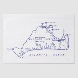 Martha's Vineyard Vintage Karte #1 Navy Blau Seidenpapier