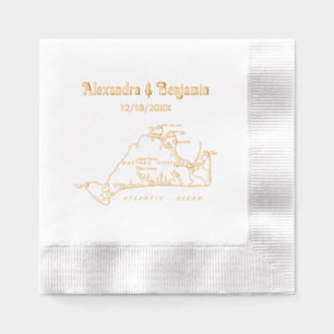 Martha's Vineyard Vintage-Karte #1 Paarname Datum Servietten Mit Folie