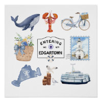 Marthas Vineyard Watercolor Icons