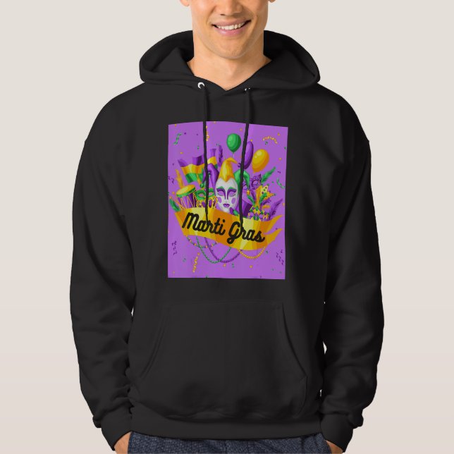 Marti Gras Masken und Perlen Hoodie (Vorderseite)