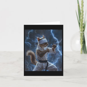 Martial Art Squirrel Tragend Karate Gi Blitze A Karte