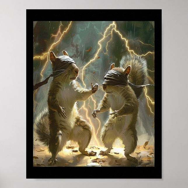 Martial Art Squirrel Tragend Karate Gi Blitze A Poster (Vorne)