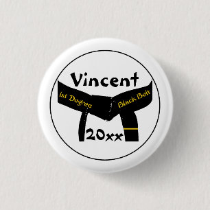 Martial Arts 1. Degree Black Belt Button