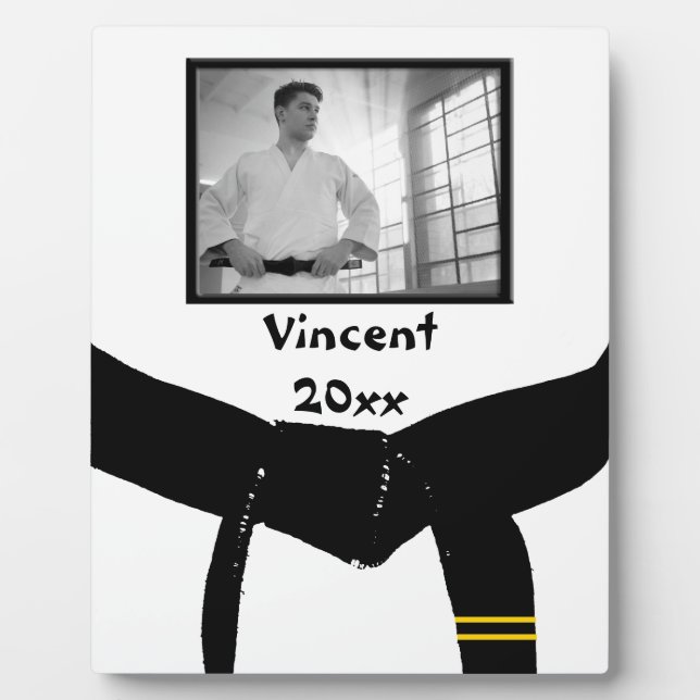 Martial Arts 2. Grad Black Belt Foto Keepake Fotoplatte (Vorderseite)