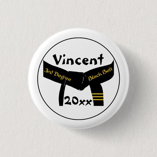 Martial Arts 3. Grad Black Belt Button (Vorderseite)