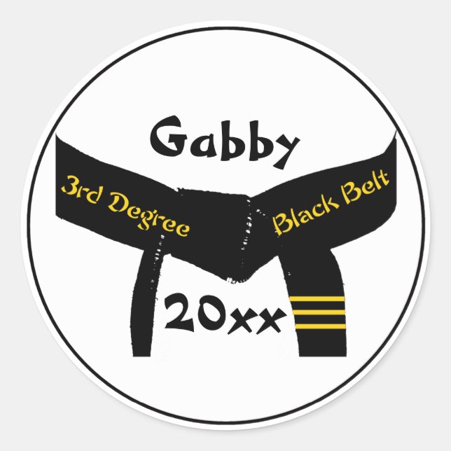 Martial Arts 3. Grad Black Belt Runder Aufkleber (Vorderseite)