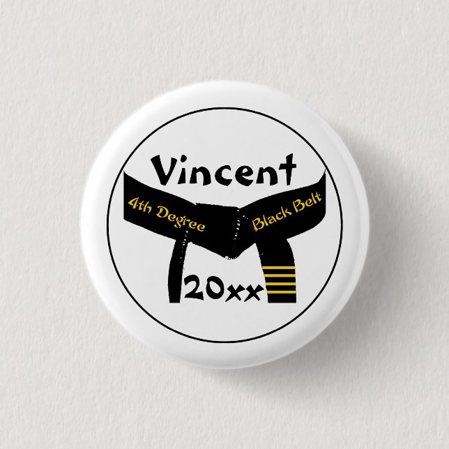 Martial Arts 4. Grad Black Belt Button (Vorderseite)