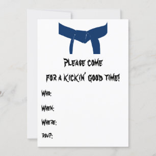 Martial Arts Blauer Gürtel Geburtstagsparty Einlad Einladung