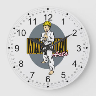 Martial Arts Boy Große Wanduhr