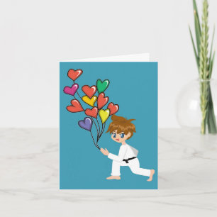 Martial Arts Boy Valentine Cards Feiertagskarte