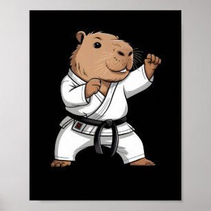 Martial Arts Capyra Funny Karate Taekwondo Jiu Jit Poster
