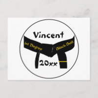 Martial Arts First Degree Black Belt Postcard