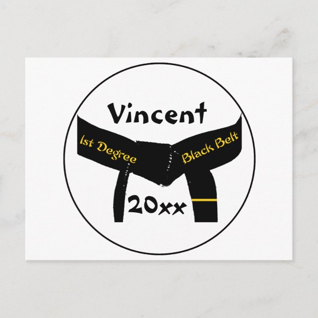 Martial Arts First Degree Black Belt Postcard Postkarte (Vorderseite)