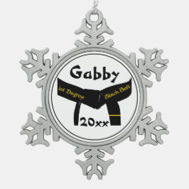 Martial Arts First Degree Black Belt Schneeflocken Zinn-Ornament