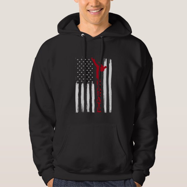 Martial Arts Flag US Karate Fighter Hoodie (Vorderseite)
