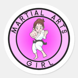 Martial Arts Girl Runder Aufkleber
