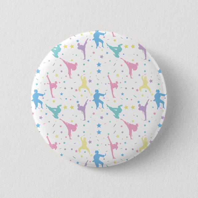 Martial Arts Karate Abstrakt Stars Glitzern Button (Vorderseite)