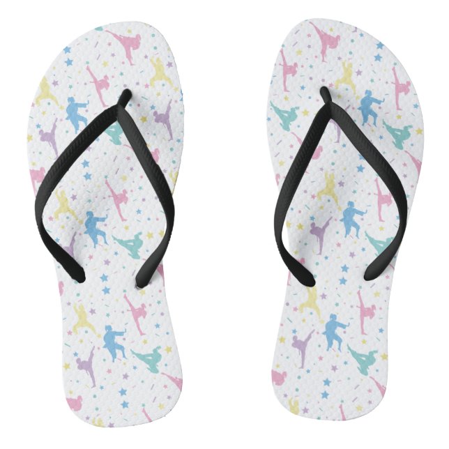 Martial Arts Karate Abstrakt Stars Glitzern Flip Flops (Fußbett)
