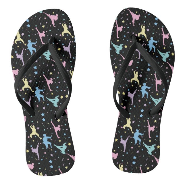 Martial Arts Karate Abstrakt Stars Glitzern Flip Flops (Fußbett)