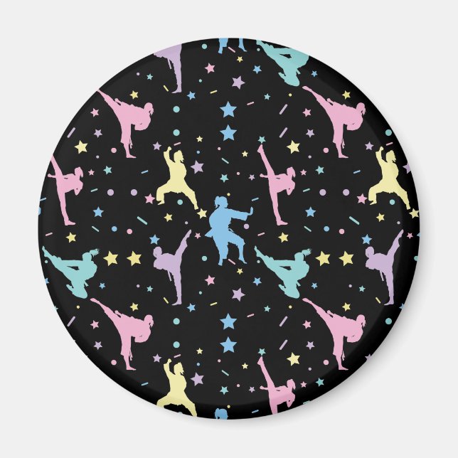 Martial Arts Karate Abstrakt Stars Glitzern Magnet (Vorne)
