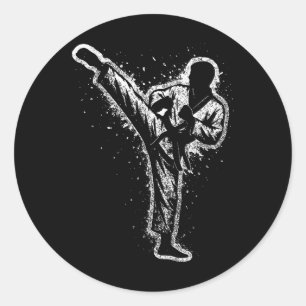 Martial Arts Karate Kick Taekwondo Belt Runder Aufkleber