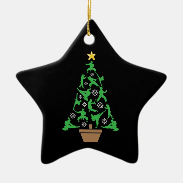 Martial Arts - Mädchen Karate Weihnachtsbaum Keramik Ornament (Vorne)