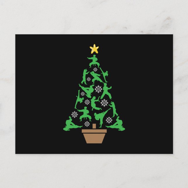 Martial Arts - Mädchen Karate Weihnachtsbaum Postkarte (Vorderseite)