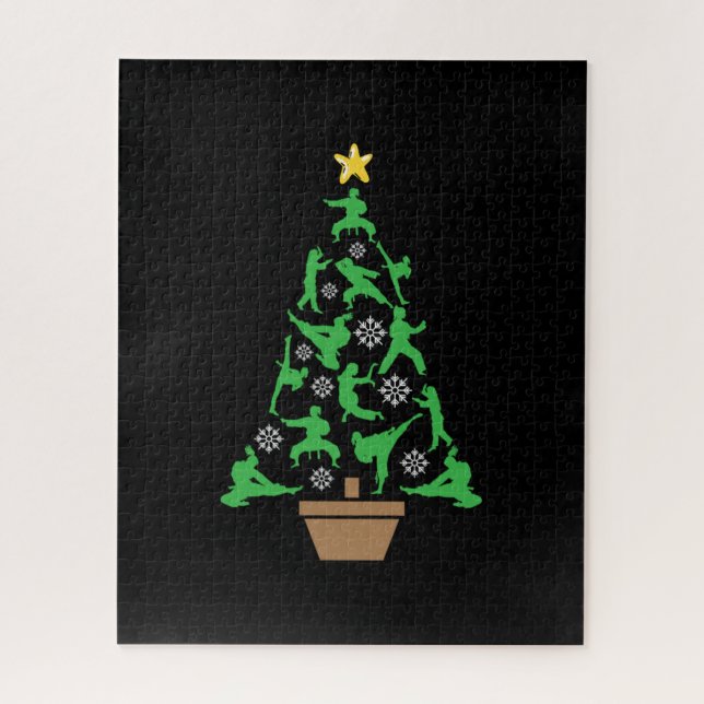 Martial Arts - Mädchen Karate Weihnachtsbaum Puzzle (Vertikal)
