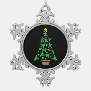 Martial Arts - Mädchen Karate Weihnachtsbaum Schneeflocken Zinn-Ornament