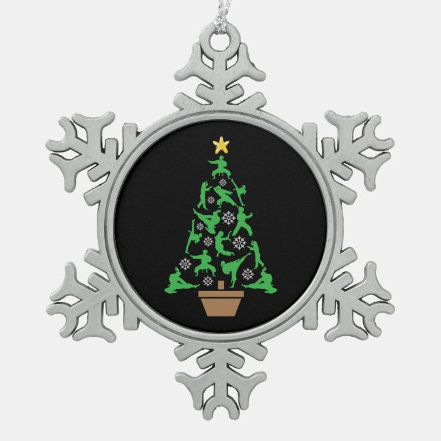 Martial Arts - Mädchen Karate Weihnachtsbaum Schneeflocken Zinn-Ornament (Vorderseite)