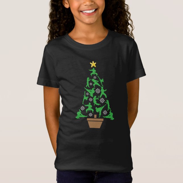 Martial Arts - Mädchen Karate Weihnachtsbaum T-Shirt (Vorderseite)