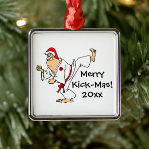 Martial Arts Merry Kick-Mas Weihnachten Ornament Aus Metall