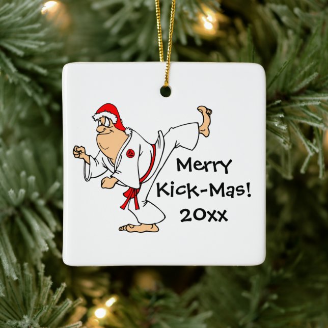 Martial Arts Merry Kick-Mas Weihnachtszeit Keramikornament (Baum)